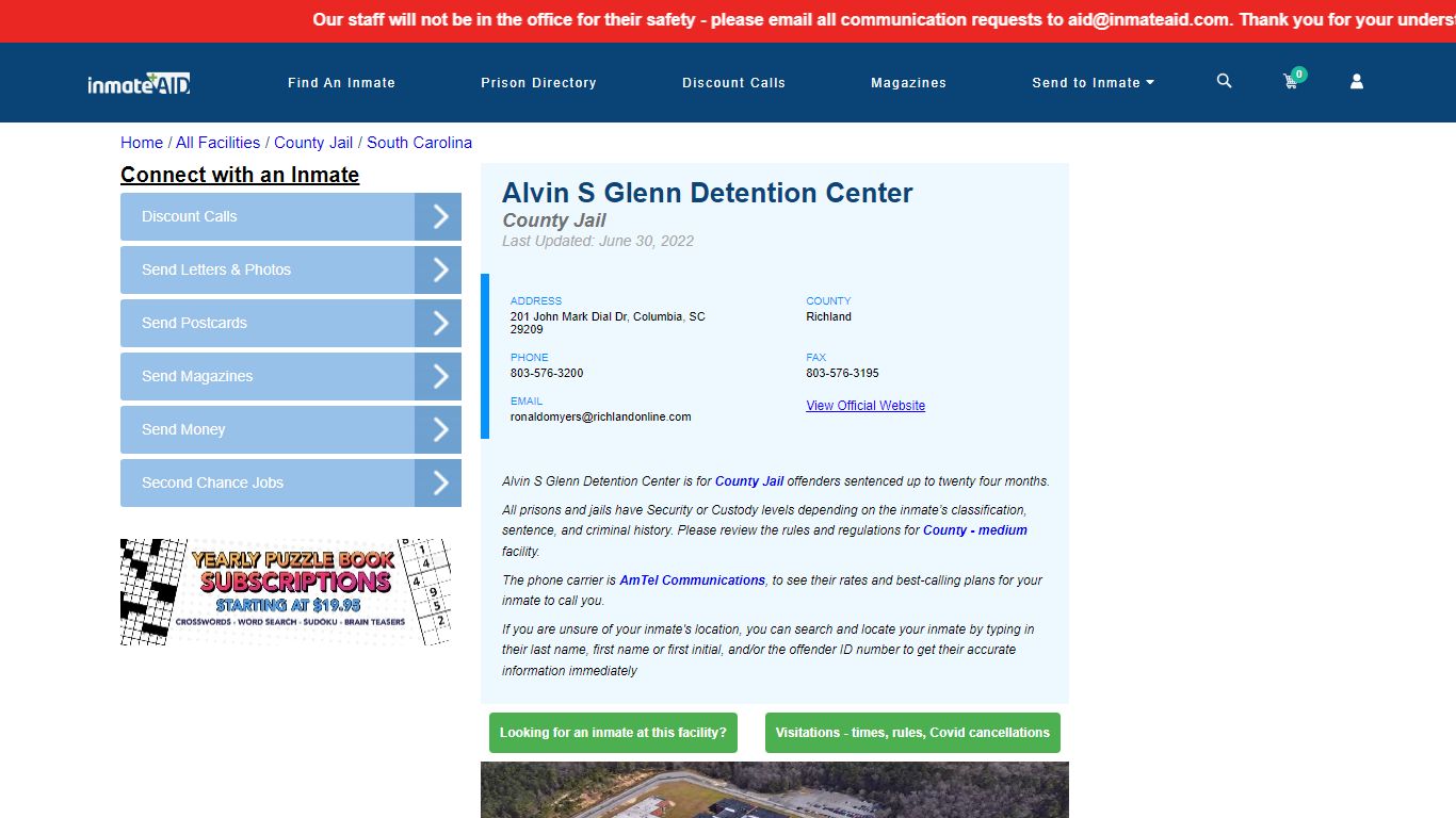 Alvin S Glenn Detention Center - Inmate Locator - Columbia, SC