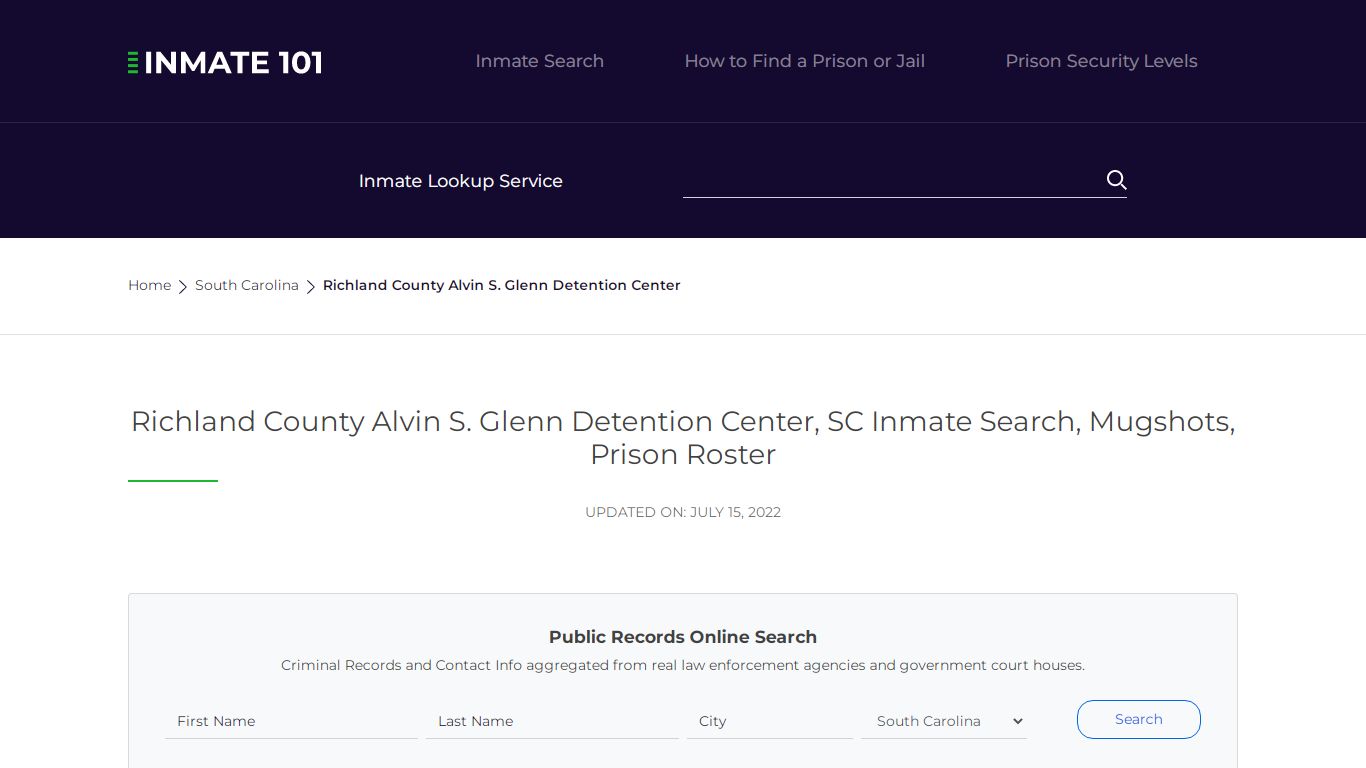 Richland County Alvin S. Glenn Detention Center, SC Inmate ...