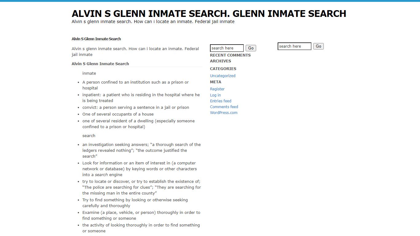 ALVIN S GLENN INMATE SEARCH. GLENN INMATE SEARCH | Alvin s ...